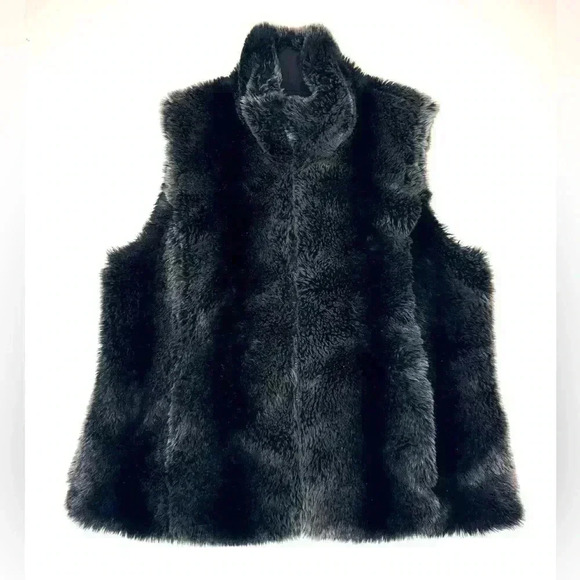 KRISTEN BLAKE Women’s REVERSIBLE SOFT WARM FAUX FUR HOODED VEST Size- Large - Picture 1 of 12